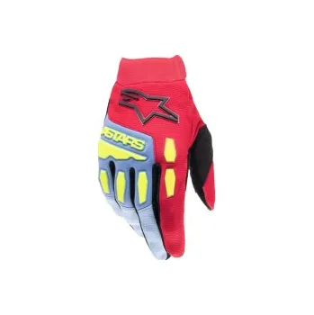 Moto rukavice Mx Rukavice Alpinestars Full Bore Gloves Light Blue Red Berry Black 25, Velikost M