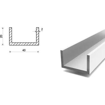 Stavební profil Hliníkový U profil 20x40x20x2