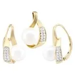 Luxusní souprava zlatá mat-lesk Perla sladkovodní bílá s brilianty