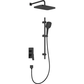Sprchový set KFA Armatura Malaga sprchová sada pod omítku s dešťovou sprchou černá 4529-301-81