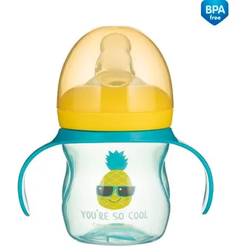 Kojenecká láhev Canpol babies Tréninkový hrneček se silikonovým pítkem a úchyty SO COOL 150ml Ananas