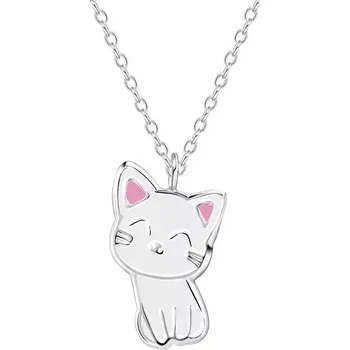 Náhrdelník Stříbrný náhrdelník pro dívky řetízek s přívěškem kočičky