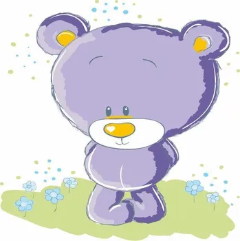 Samolepící dekorace Medvídek fialový samolepka na zeď - L