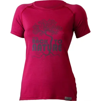 Dámské termoprádlo BACK dámské 100% merino triko s tiskem - Růžová 4747 / XL / Růžová