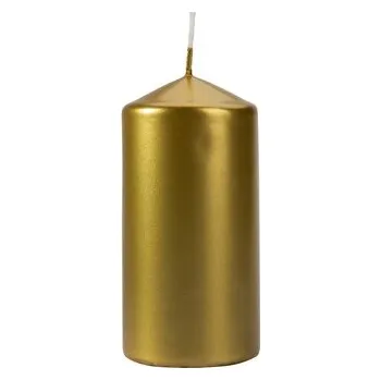 Svíčka Svíčka válec 6 x 12 cm, metalická zlatá