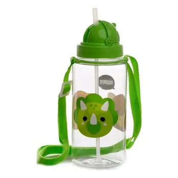 Láhev Láhev na vodu pro děti s brčkem 450ml- Adoramals Dinosaurus