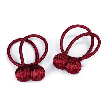 Uchycení záclony a závěsu Dekorační úvaz - šňůra na závěsy s magnetem - 1 pár - bordó