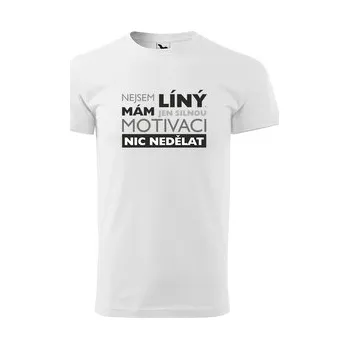 Pánské oblečení Tričko s potiskem Nejsem LÍNÝ: bílé 5XL (cs, Sablio)