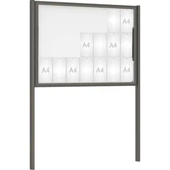 Informační tabulka Venkovní vitrína Classique, 21 x A4, včetně sloupků, šedá PRO + doprava zdarma