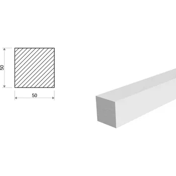 Stavební profil Hliníková tyč čtvercová 50x50 mm (EN 2007)