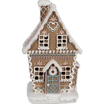 Vánoční dekorace Hnědá svítící perníková chaloupka Gingerbread House - 13*10*21 cm / 3*AAA