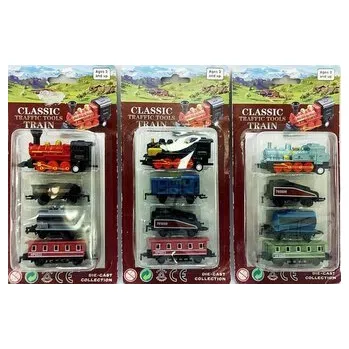 Hra na zahradu Kolejka metalowa z lokomotywą w 3 wagonami MIX