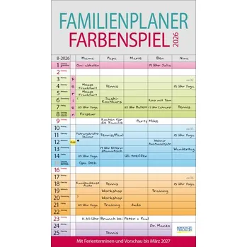 Familienplaner Farbenspiel 2026 - Korsch Verlag