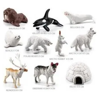 plyšák Zestaw dzikich zwierząt z domem z lodu 9szt
