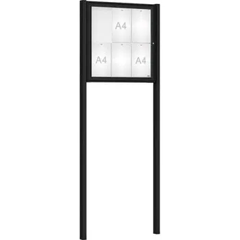 Informační tabulka Venkovní vitrína Classique, 6 x A4, včetně sloupků, černá + doprava zdarma