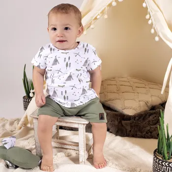 Bavlněný chlapecký overal BRUNO, bílo-zelený