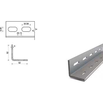 Stavební profil Děrovaný L profil 52x52x3