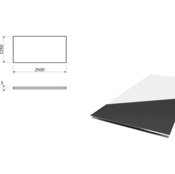 Plech Nerezový plech leštěný (1.4301/7 - 2R) 1,25x2,5 m, tloušťka 3 mm + fólie