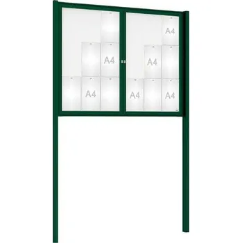 Informační tabulka Venkovní elegantní vitrína Tradition, 18 x A4 dvoukřídlá, včetně sloupků, zelená + doprava zdarma