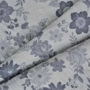 Látka mušelín / dvojitá gázovina 250 cm oboustranná s tkaným vzorem mini květy šedo modré