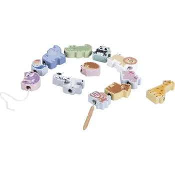 Dřevěná hračka eliNeli Navlékání korálků - dřevěných zvířátek ze ZOO