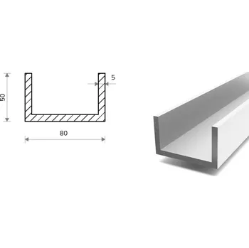 Stavební profil Hliníkový U profil 50x80x50x5