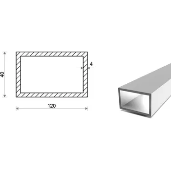Stavební profil Hliníkový jekl 120x40x4 (EN 6060)