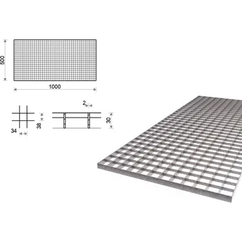 Terasové prkno Pozinkovaný rošt svařovaný 500x1000 mm, oko 34x38 mm