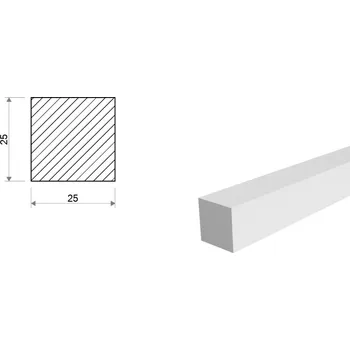 Stavební profil Hliníková tyč čtvercová 25x25 mm (EN 6082)