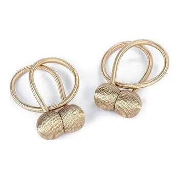 Uchycení záclony a závěsu Dekorační úvaz - šňůra na závěsy s magnetem - 1 pár - zlatá