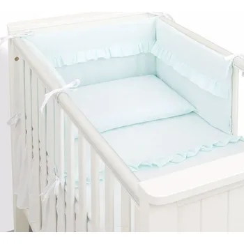 Příslušenství pro dětskou postel a kolébku 3-dílná sada Mantinel s povlečením s Volánkem Soft - 60/90X120 CM - Pistácie