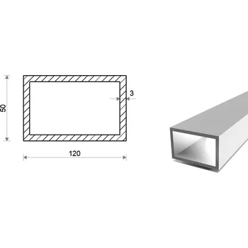 Stavební profil Hliníkový jekl 120x50x3 (EN 6060)