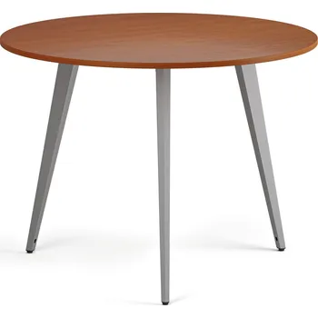 Psací stůl B2B Partner Konferenční stůl PRIMO VIBE, průměr 100 cm, šedostříbrná podnož, třešeň