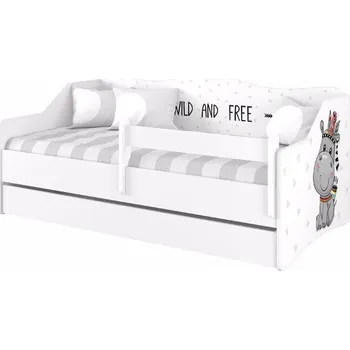 Dětská postel Dětská postel LULU 160x80 cm Hrošík - Bílá - Bez šuplíku