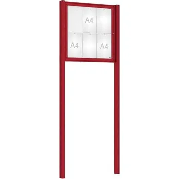 Informační tabulka Venkovní elegantní vitrína Tradition, 6 x A4, včetně sloupků, červená + doprava zdarma