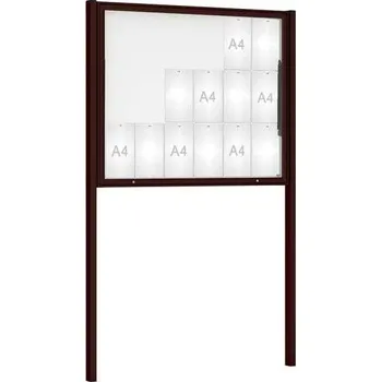 Informační tabulka Venkovní vitrína Classique, 18 x A4, včetně sloupků, hnědá + doprava zdarma