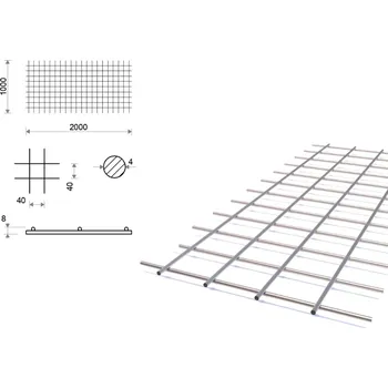 Pletivo Svařovaná síť 40x40, 1x2 m, průměr 4 mm