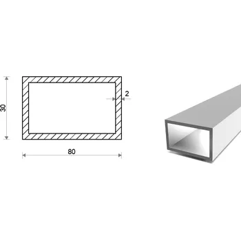 Stavební profil Hliníkový jekl 80x30x2 (EN 6060)