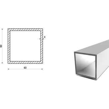 Stavební profil Hliníkový jekl 60x60x4 (EN 6060)