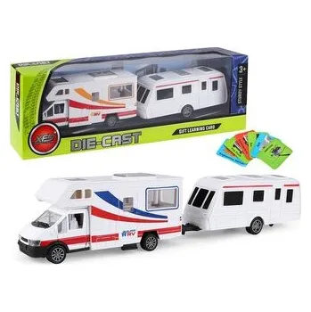 Modelová železnice Obytný vůz s karavanem, kov; 37,5x13x8cm, W/B