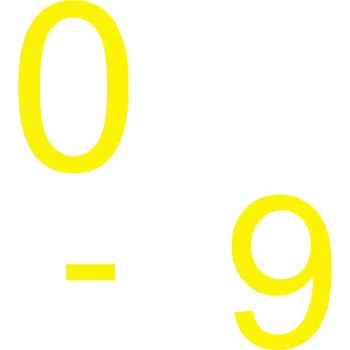 Kancelář Skladová podlahová značka - 0 - 9, 20,5 cm, 25 ks, žlutá