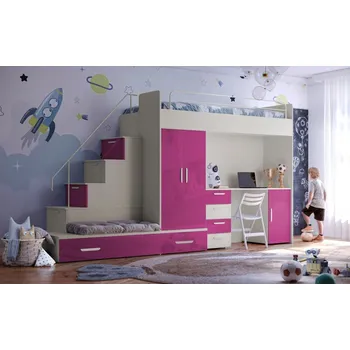 Dětská postel Nábytek PEGAS s.r.o. Vyvýšená postel PARADISE 5, Kašmír Růžová lesk