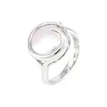 Luxusní prsten bílé zlato Perla bílá plochá s briliantem - velikost 55