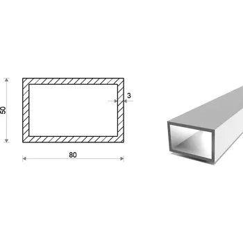 Stavební profil Hliníkový jekl 80x50x3 (EN 6060)