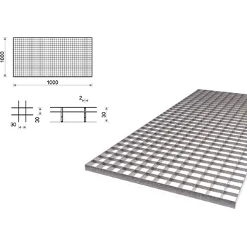 Terasové prkno Pozinkovaný rošt protiskluzový 1000x1000 mm, oko 30x30 mm