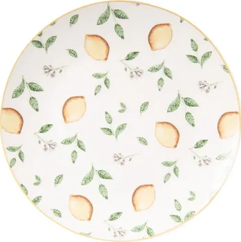 Talíř Bílý porcelánový dezertní talířek s citróny Lemons &amp; Leafs - Ø 20cm