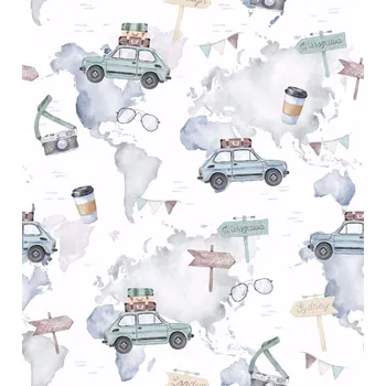 Hnízdečko pro miminko Dětské hnízdečko Velvet Celým světem - světle šedá