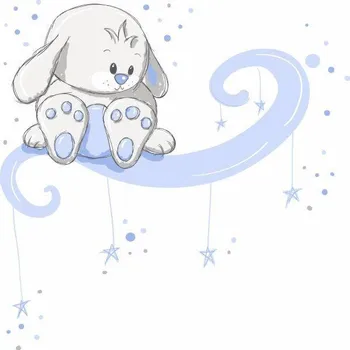 Samolepící dekorace Králíček na obláčku samolepka na zeď - M