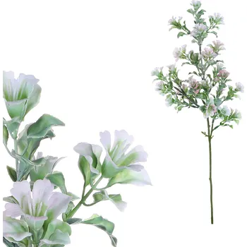 umělá květina Zeleň kvetoucí - umělá větev, bílé květy