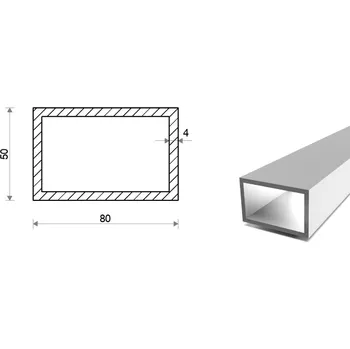Stavební profil Hliníkový jekl 80x50x4 (EN 6060)